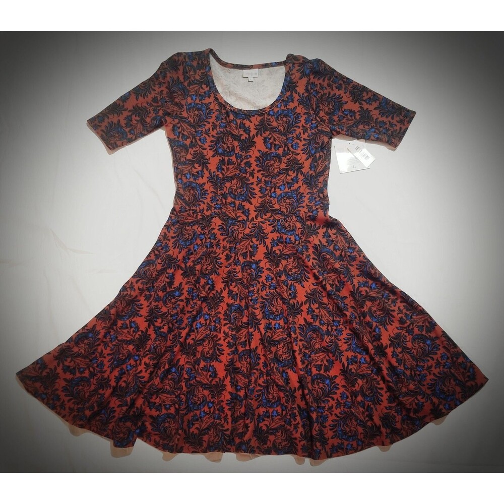 Lularoe Nicole Dress Multicolored Floral Print Womens Size Large *New with Tags*